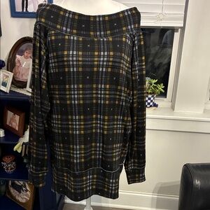 Plaid Off-Shoulder Sweater